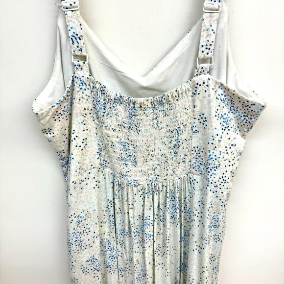 41 Hawthorn L Off-White & Blue Dotted Beatriz Maxi Dress with Slit - Picture 8 of 9